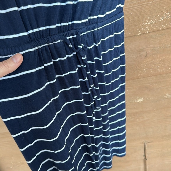 Banana Republic Navy White Striped tank dress drawstring waist, pockets size XS - Picture 3 of 7